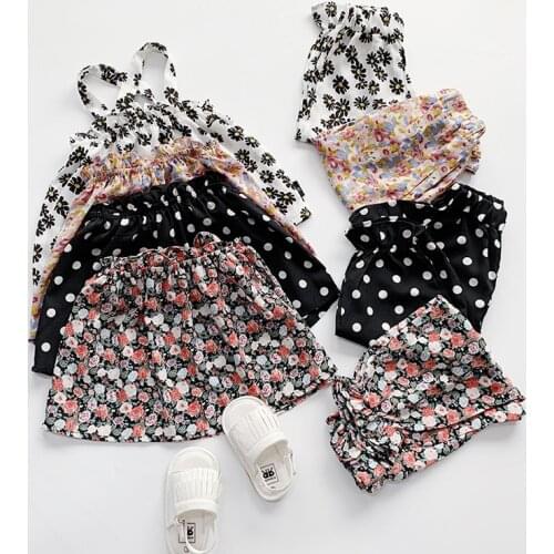 2Pcs 1-7Y Baby Kids Girl Summer Clothes Set Newborn Kids Clothing Toddler Camisole + Trousers Girl Outfits Children Clothes