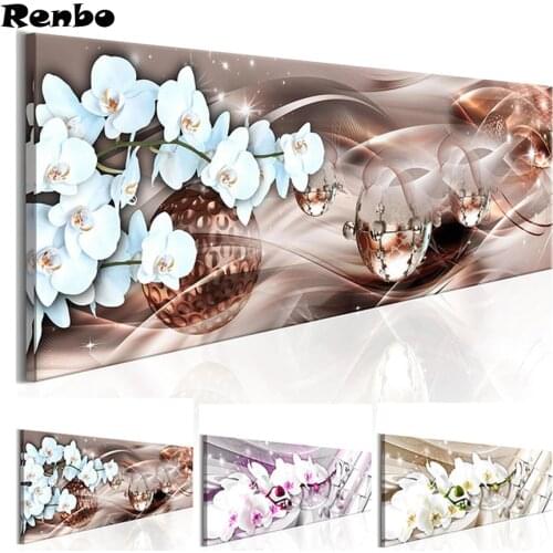 New 5D Diamond Embroidery Orchid Flowers Full Needlework Diy Cross Stitch Diamond Painting Mosaic Kit home decoration