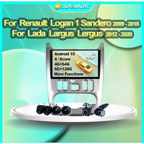 6+128G For Renault Logan 1 2009 - 2015 For Lada Largus 2012 - 2020 Video Car Multimedia Navigation GPS 4G Carplay DVD No 2din