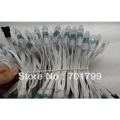 WHITE wire IP68 DC12V input 12mm through-hole LED RGB dump node;100pcs a string