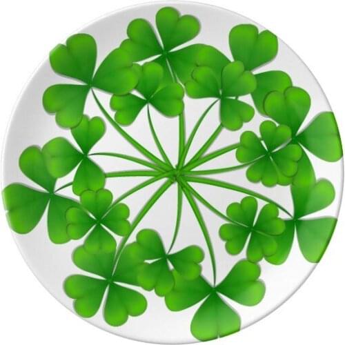 Four Leaf Clover Circle Ireland St.Patricks Day Dessert Plate Decorative Porcelain 8 inch Dinner Home