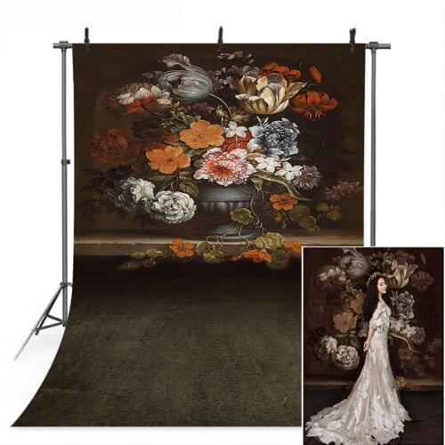 Photography Backdrop Vintage Portrait Photocall Floral Flowers Vase Old Master Photo Background Professional Supplies Props