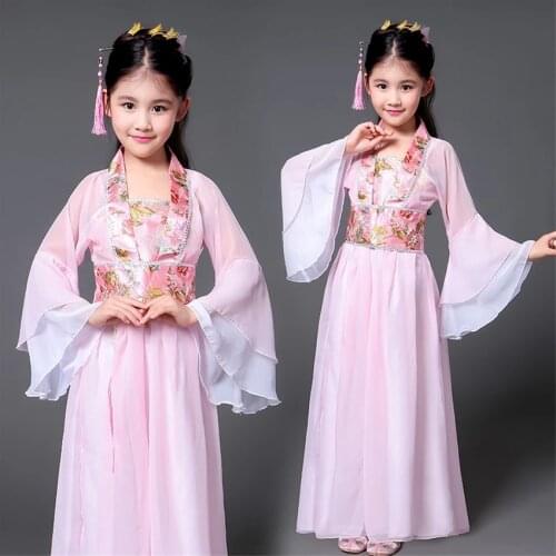 Hanfu Ancient Chinese Traditional Costume Girls Stage Dance Performance Dress Woman Folk Fairy Outfits Tangsuit for Kids