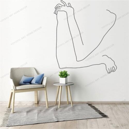 Hand Line Draw Art Wall Sticker For Home Decor Living Room Fashion Wall Decals Valentines Removable Murals Wallpoof CX1440