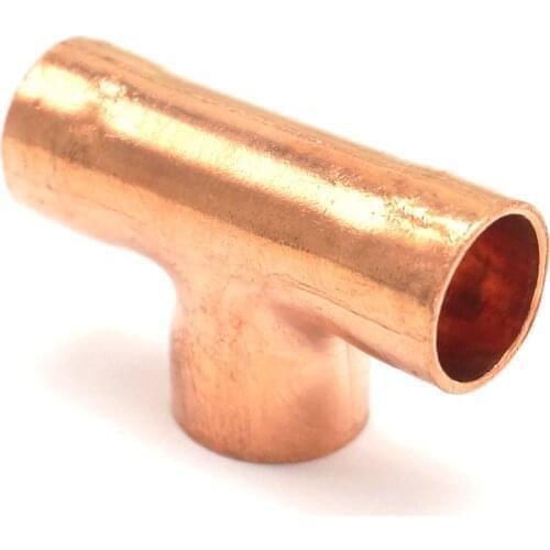 I.D 12x0.8mm Copper End Feed Euqal Tee 3 Ways Pipe Adapter Air Conditioner Refrigeration Gas Water Oil