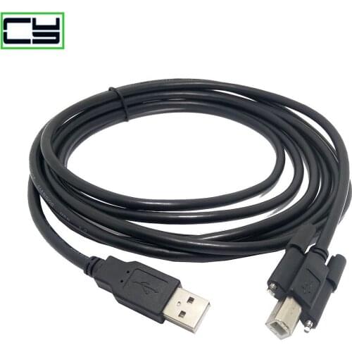 1PCS USB 2.0 A Male to B Male date line Cable with Screw holes Connector For Printer Hard disk box Scanner 1.5M/5FT 3M/10