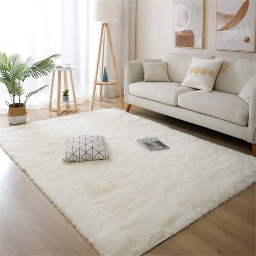 Nordic White Shaggy Carpet Wool Faux Fluffy Mats Bedroom Rectangle Long Hair Living Room Carpet Area Rug Children Room Mat Cute