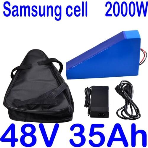 48V 2000W Triangle battery pack 48V 35AH electric bike battery 48V 34AH lithium ion battery use LG cell with 54.6V charger