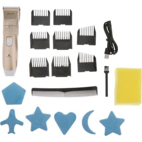 Soundless Hair Clippers, Cordless Clipper for Kids Man Includes 6 Limit Combs (1-2-3-6-9-12mm), 2 Ear Combs ( Left and Right)