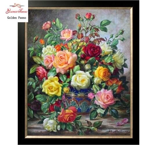 Golden Panno,Needlework,Embroidery,DIYFloral Painting,Cross stitch,kits,14ct Hybrid Tea home Cross-stitch,Sets For Embroidery