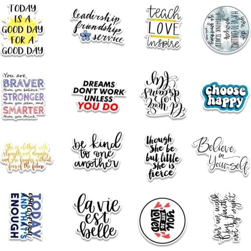 50PCS English Phrases Graffiti Stickers Reusable Waterproof Non-trace Stickers for PC Laptop Mobile Phone Tablet Cup