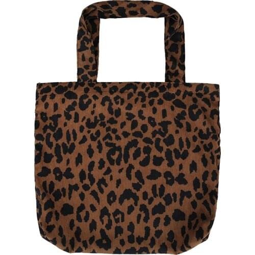 Casual Canvas Tote Handbags Reusable Large Capacity Female Shopping Beach Bag Women Leopard Pattern Corduroy Shoulder Bags Lady