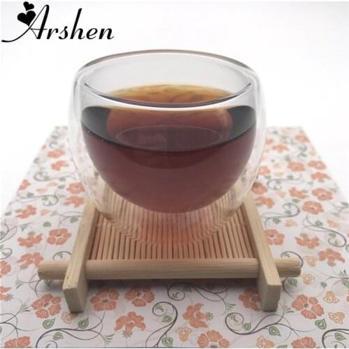 Arshen Durable Modern Heat-Resisting 80ml Clear Double Wall Double Glassware Coffee Tea Cups Glassware Milk Beer Wine Cups