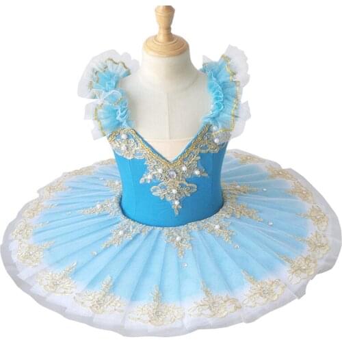 Jupe de ballerine bleue pour filles, jupe professionnelle duveteuse, Tutu du lac des cygnes, robe de ballet professionnelle pour