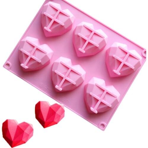 8 Heart Silicone Cake Mold 3D Diamond Love DIY Baking Mold Modelling Decor Tools Handmade Cupcake Jelly Cookie Muffin Maker