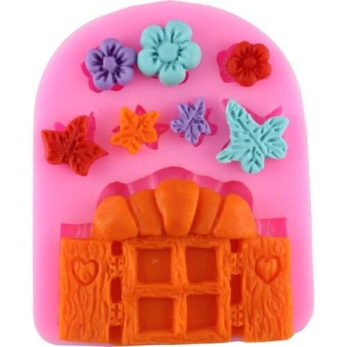 Flowers Leaves Door Shape Silicone Molds Fondant Cake Decoration Kitchen Baking Tools chocolate sugar art displays T0664