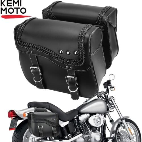 2PCS Saddle bag Motorcycle Travel Bags Waterproof PU Leather For Racing Race Side Tool Bag Luggage Storage Universal Left Right