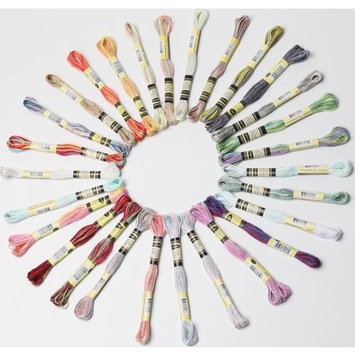 Top Variegated Cotton Floss 8.7Yards/skein Color Variation Embroidery Thread Multicolor Cross stitch,one color 1pcs/pack
