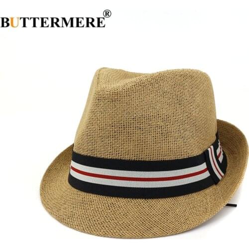 BUTTERMERE Trilby Hat Spring Summer Men Women Straw Fedora Hat British Style Jazz Cap Beach Porkpie Male 2021 New Beach Hat