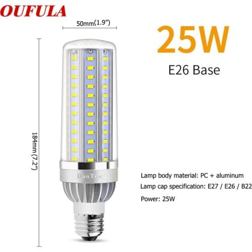 FAIRY Led Corn Light E27 E26 110V Energy Saving Lamp 5730 SMD With Spiral Fan 25W Street Light 85-265V