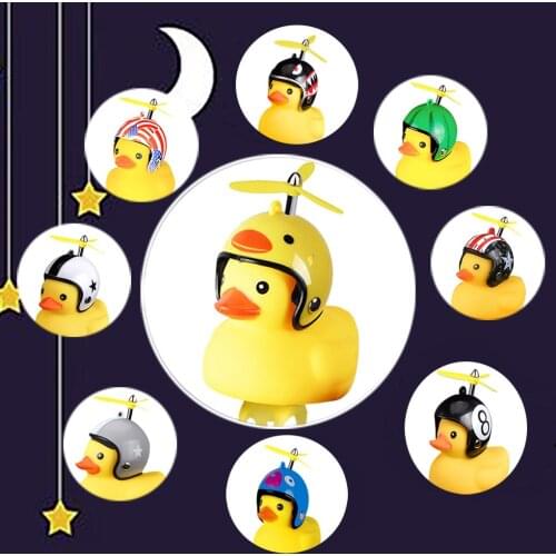 High Quality Bicycle Horn Cute Little Yellow Duck Night Warning Light Childrens Rubber Duck Toy Mountain Bike Lights Decor 2021