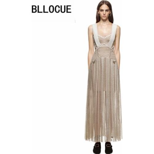 BLLOCUE High-end Custom Self Portrait Dress 2018 Runway Designer Womens Fashion Hollow Out Lace Long Dress