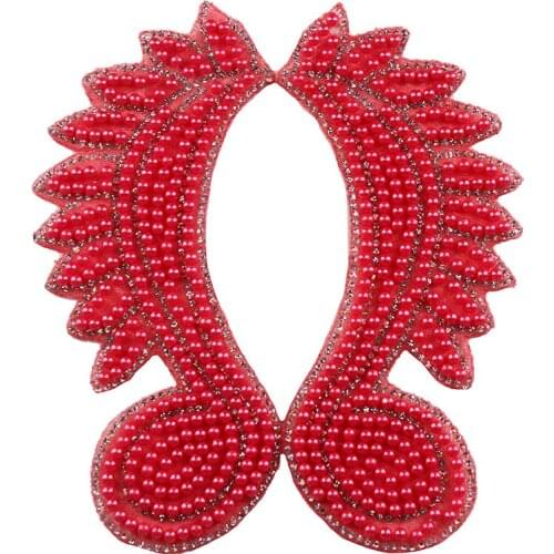 10pair Red Mirror Pair Sticker Iron on Crystal Transfers Design Hot Fix Rhinestone Motif Patch Apparel Accessories T2426