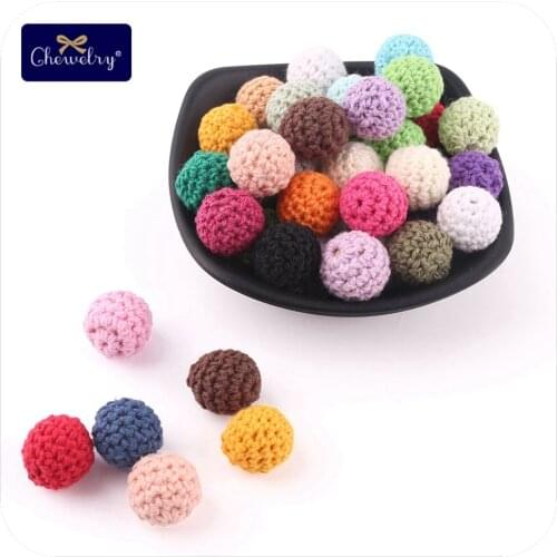 10pc 16mm Crochet Beads Baby Shower Gifts Accessories Wooden Teething Beads Natural Teething Grasping Toy For Baby