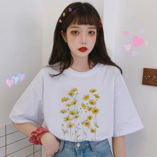 % 100 Katoen vrouwen T-shirt Vroege Lente Insladies Zomer Koreaanse Top vrouwen T-shirt Harajuku Streetwear O-hals Dames