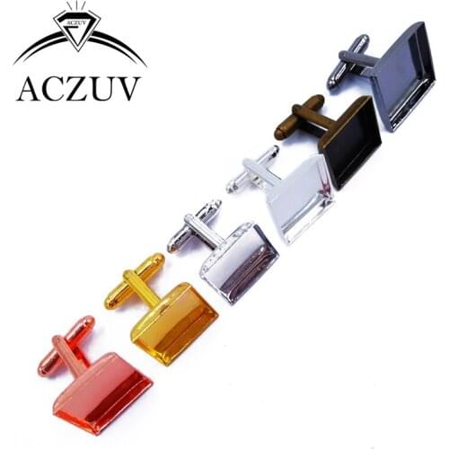 100Pcs 16mm 18mm 20mm 25mm Square Bezel Cufflink Blanks Copper Metal Cufflinks Base Findings Gem Glass Cabochon Settings SCL001