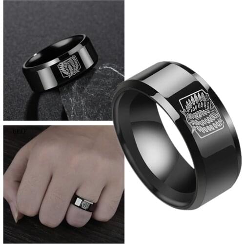 2021 Titanium Anime Attack on Titan Rings Wings of Liberty Flag Stainless Steel Finger Rings for Anime Fans Jewlery for Women