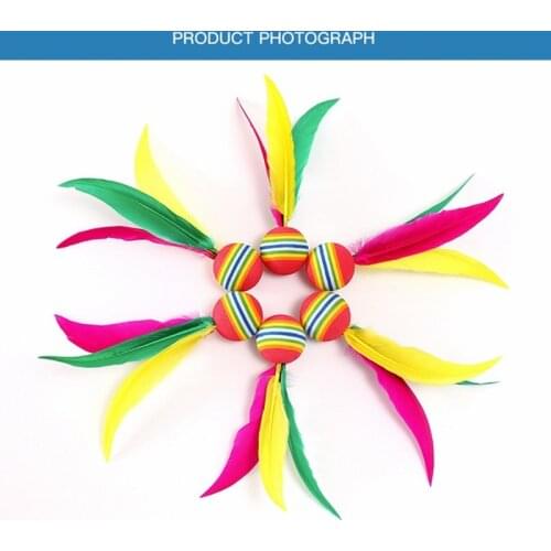 10pcs Colorful Feather Shuttlecock China Jianzi Foot Kick Hand wheel Fancy Goose Feather Shuttlecock Fitness entertainment