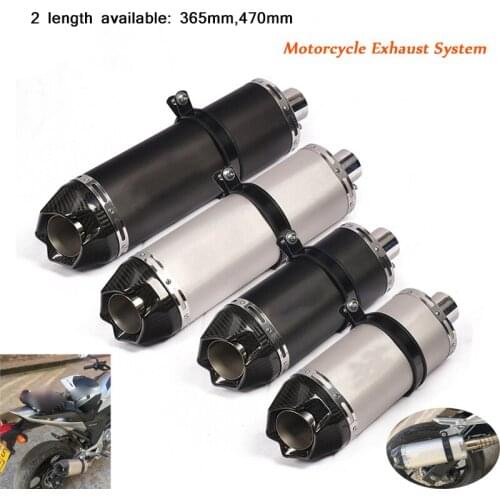 51mm Exhaust Muffler Pipe Modified 360mm 470mm Motorcycle Stainless Steel With Real Carbon Fibe With DB Killer Silencer System