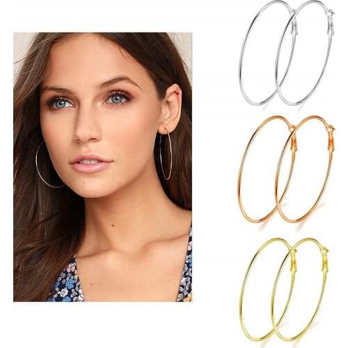Big Circle Smooth Large Hoop Earrings Fashion Gold Hyperbole Ear Clear Elegant Vintage Earrings For Women Hoop Earrings
