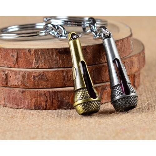 Microphone keychain KTV microphone metal alloy creative gift key ring to send Maiba male and female friends