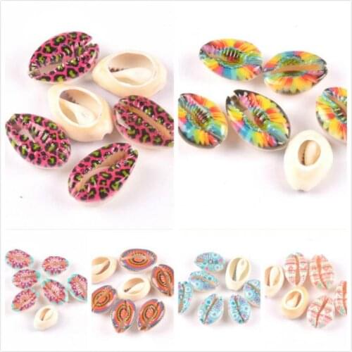 10pcs Multicolor 2-2.3cm Natural Shell Painted Loose Spacer Beads For Jewelry Making Diy Necklace Bracelet Accessories