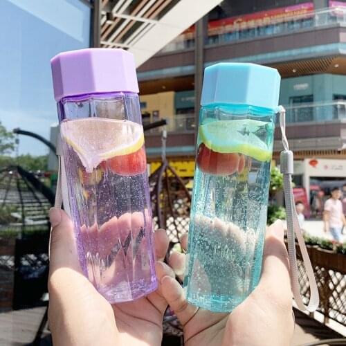 Water Bottles 380ml Clear Sport Tour Water Bottle Cute Coffee Milk Tea Cups Kettle Outdoor Household Drink Bottle