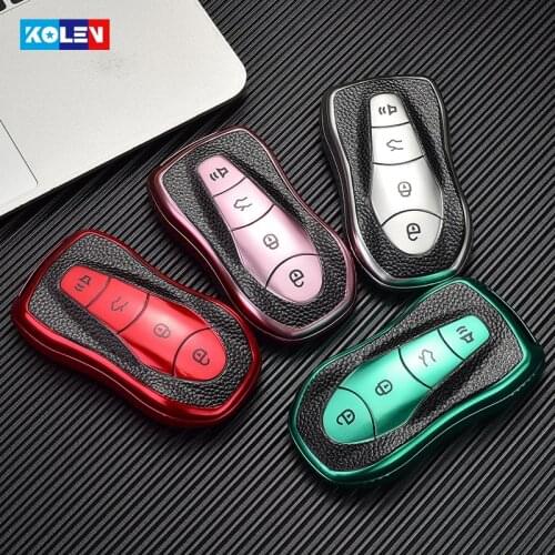 New Leather + TPU Car Remote Key Full Cover Case Fob For Geely Xingyue Azkarra FY11 Atlas Pro New Emgrand GS X6 SUV EC7 Keychain