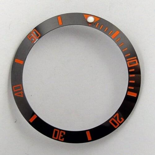 38mm Black Ceramic Bezel Orange marks Fit for 40mm SUB for Watch Face Watches Replacement Accessories