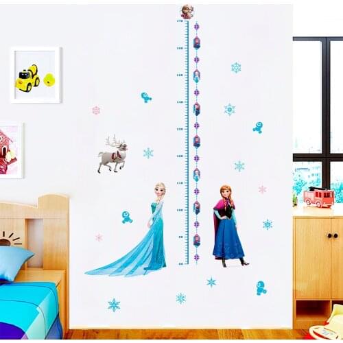 Disney Frozen Elsa Anna Princess Wall Stickers Home Decoration Girls Wall Decals Mural Art Growth Chart For Kids Height Measure