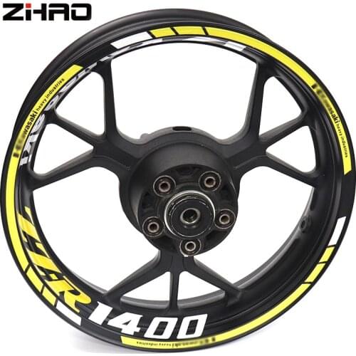 For Kawasaki ZZR1400 ZZR-1400 zzr1400 Motorcycle Reflective Wheel Rim Stripe Decal Sticker Front Rear Decal Full Set