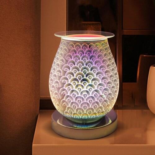 Electric Wax Melt Burner Plug In Fragrance Candle Wax Warmer, Glass Oil Burner for Scented Candles, Night Light 3D Decorative