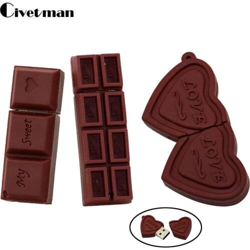 Pen Drive 128GB Cartoon Love Sweet Chocolate USB Flash Drive 8GB 16GB 32GB 64GB USB 2.0 Flash Memory Stick Disk 256GB Pendrive
