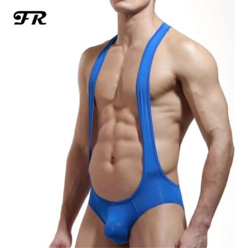 FR New Mens Underwear,Sexy Mens Bodysuits,Mens Suspender Jockstrap Wrestling Singlet Underwear