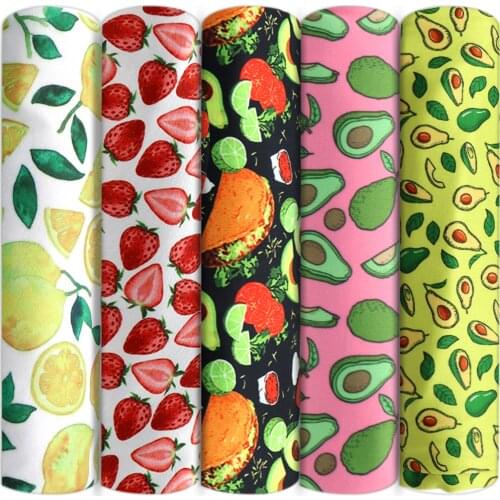 Fruit Avocado Food patchwork printed 4 Way Stretch Knit Poly Fabric for Tissue Kids home textile for Sewing Tilda Doll,1Yc13807