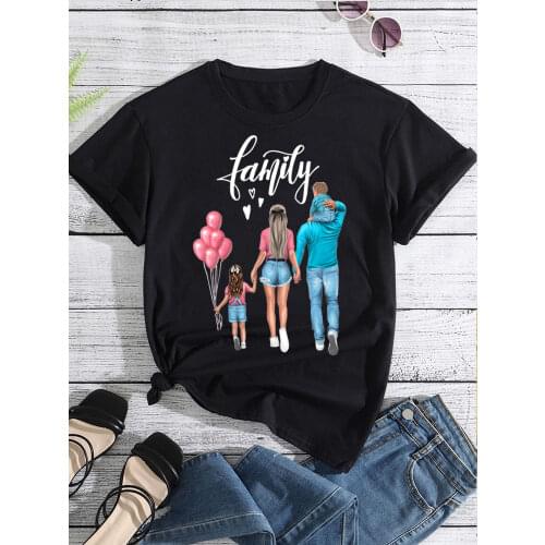 T-shirt Women Family Mother Mom Dad Print Tops Casual 90s Fashion Trend Clothes Women Graphic Tshirt Top Lady Female Black Tees