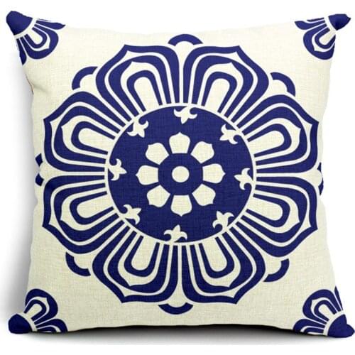 Hot Sale Pillow Covers Blue and white porcelain Series New Design45X45CM Linen Pillow Cover \ Home Decorative cushion case