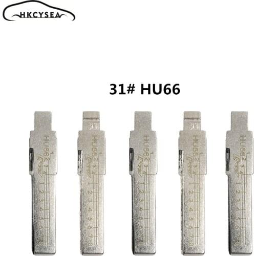HKCYSEA Engraved Line Blank Scale Uncut KD Key Blade 31# HU66 for Porsche/Bentley/VW/Skoda/SEAT/Roewe 550/Great Wall for Lishi