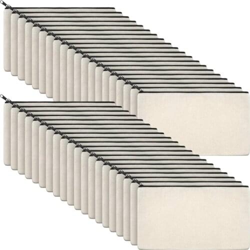 40Pcs Canvas Zipper Bag Pencil Case Cosmetic Bag Blank Bag DIY Craft Bag Cosmetic Bag Cosmetic Bag DIY Craft School