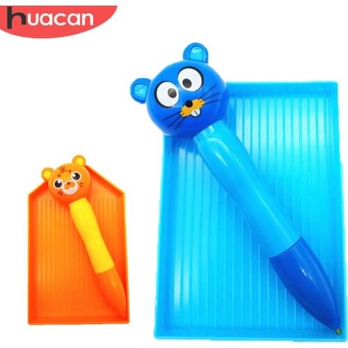 HUACAN Cartoon Animal Diamond Painting Pen Tray Set DIY Diamond Embroidery Mosaic Tool Handicraft Accessories